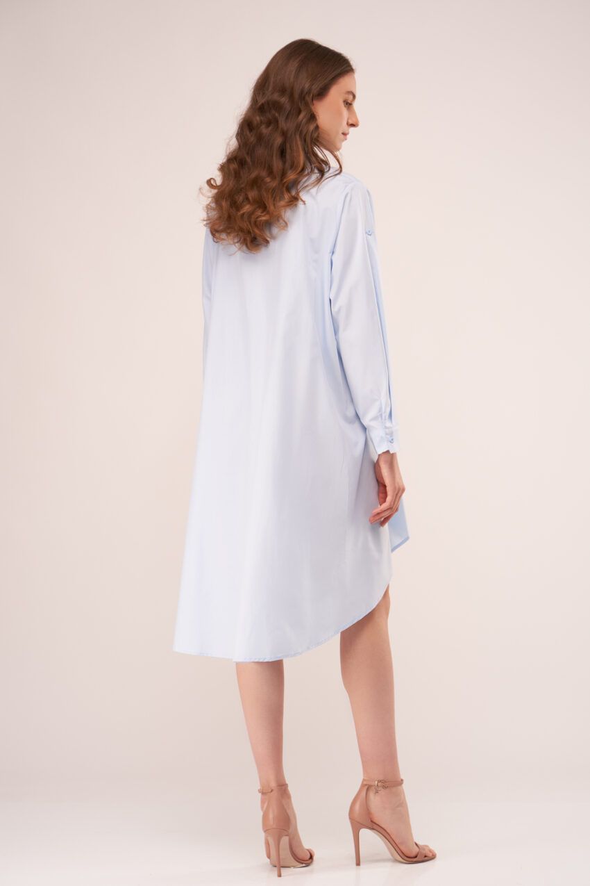 rochie bleu asimetrica tip camasa v22 Georgia etic 2