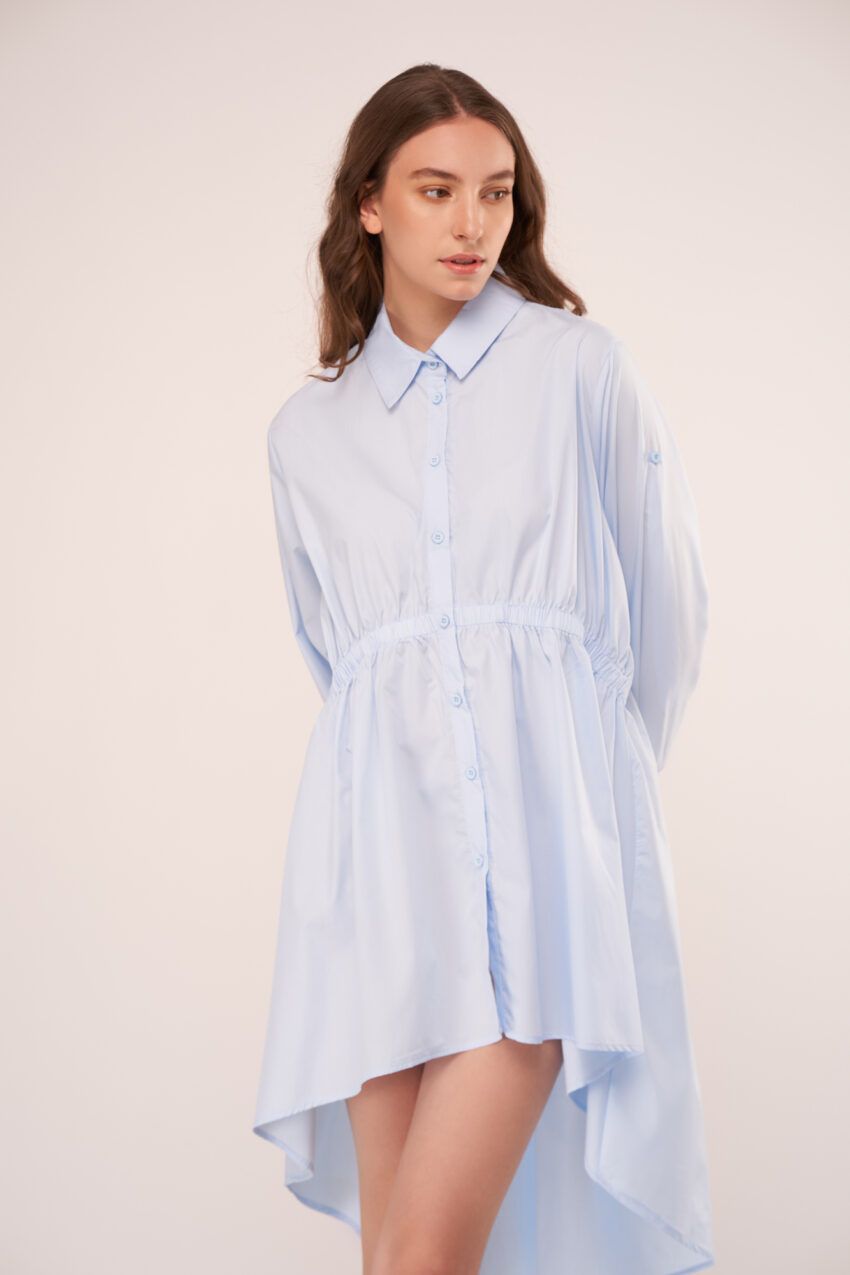 rochie bleu asimetrica tip camasa v22 Georgia etic 3