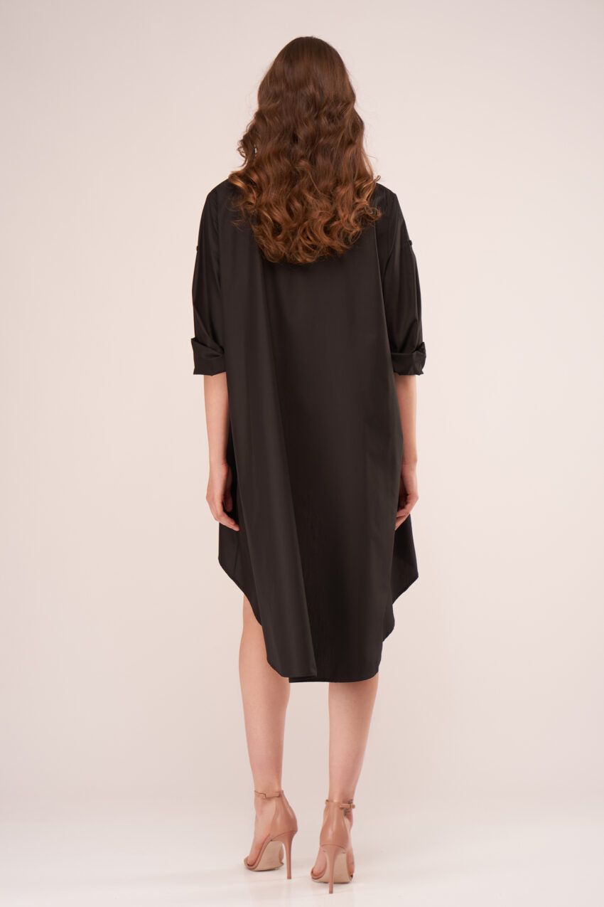 rochie neagra asimetrica tip camasa v22 Georgia etic 2