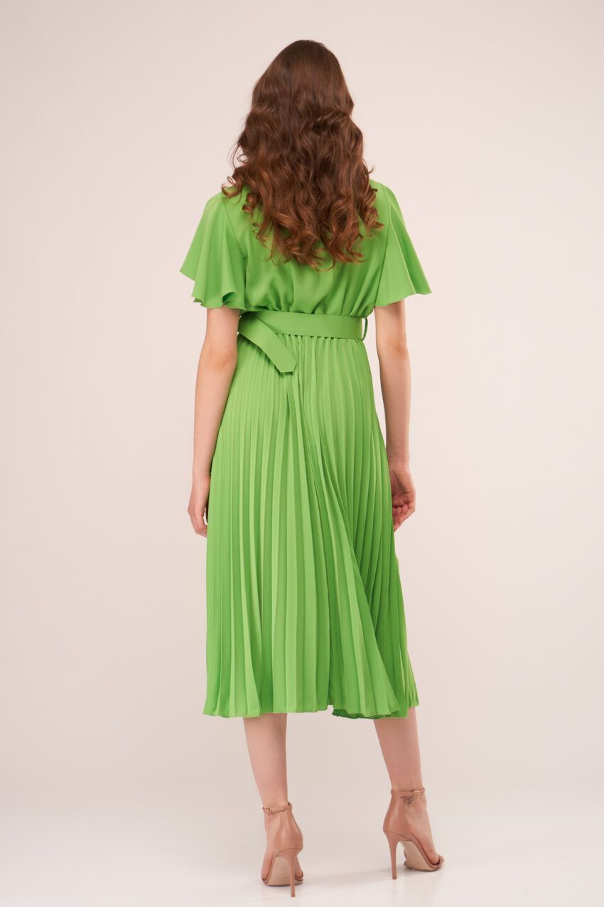 rochie verde plisata v22 Erika etic 1