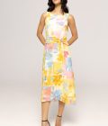 Rochie midi cu funda in talie Aura