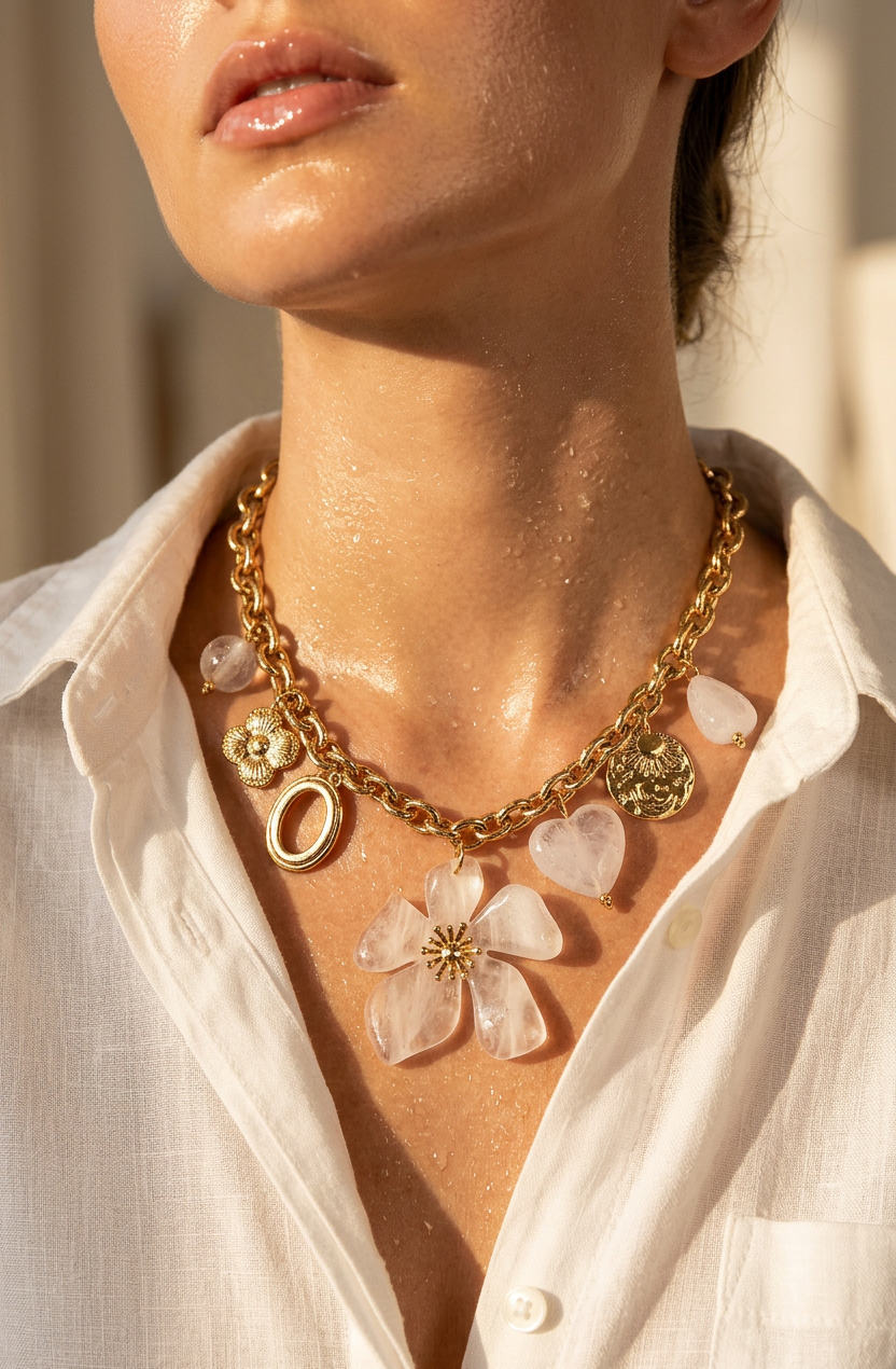 Colier cu pandantive florale Teo