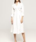 Rochie cu cordon in talie din bumbac Carol