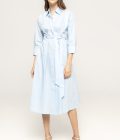 Rochie cu cordon in talie din bumbac Carol