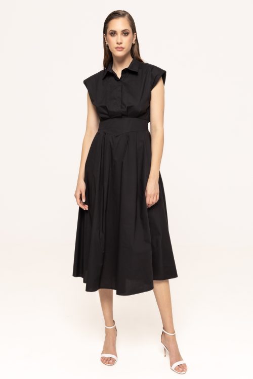 Rochie midi cu guler tip cămașă Daciana