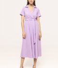 Rochie midi petrecută cu cordon și guler clasic Miriam