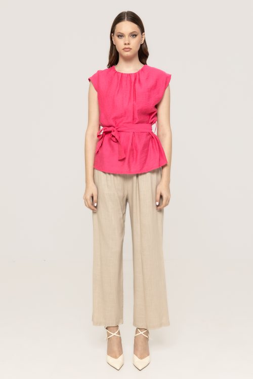Pantaloni din in cu siret Anny