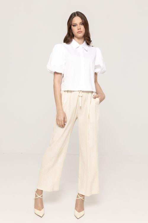 Pantaloni din in cu siret Anny