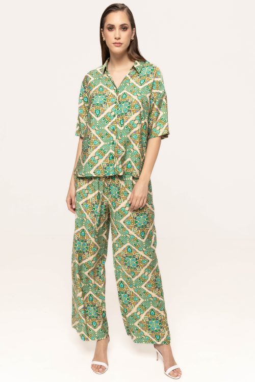 Pantaloni lejeri cu imprimeu geometric Dalia