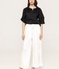 Pantaloni largi din satin cu talie elastică și șnur Mira