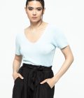 Bluză lejeră cu decolteu în V și mâneci scurte Frida