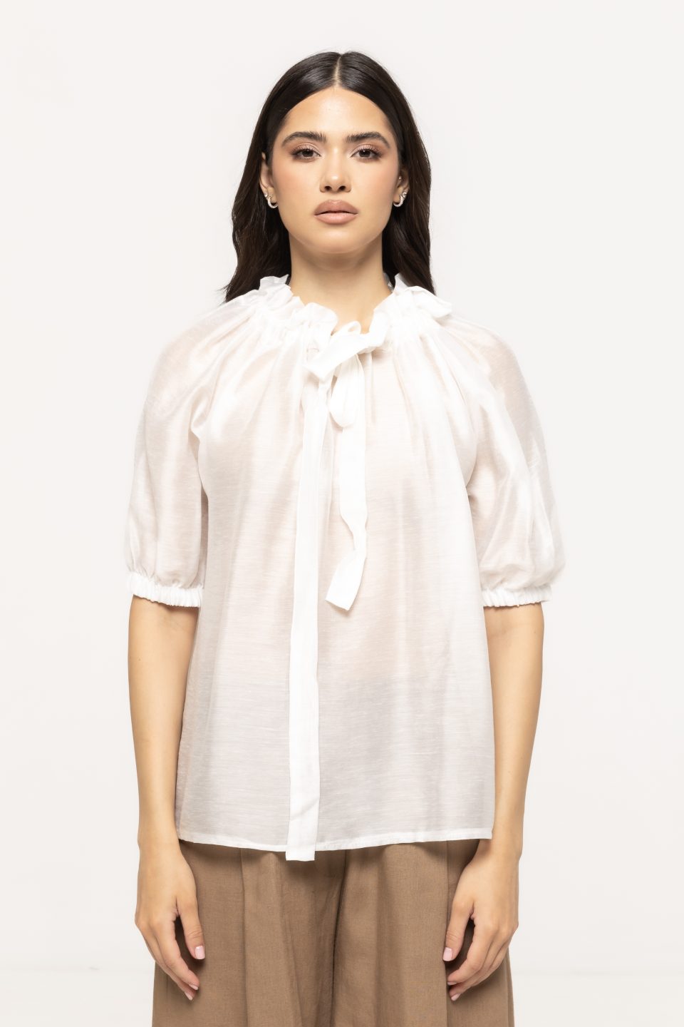 Bluză lejeră cu guler încrețit Liza
