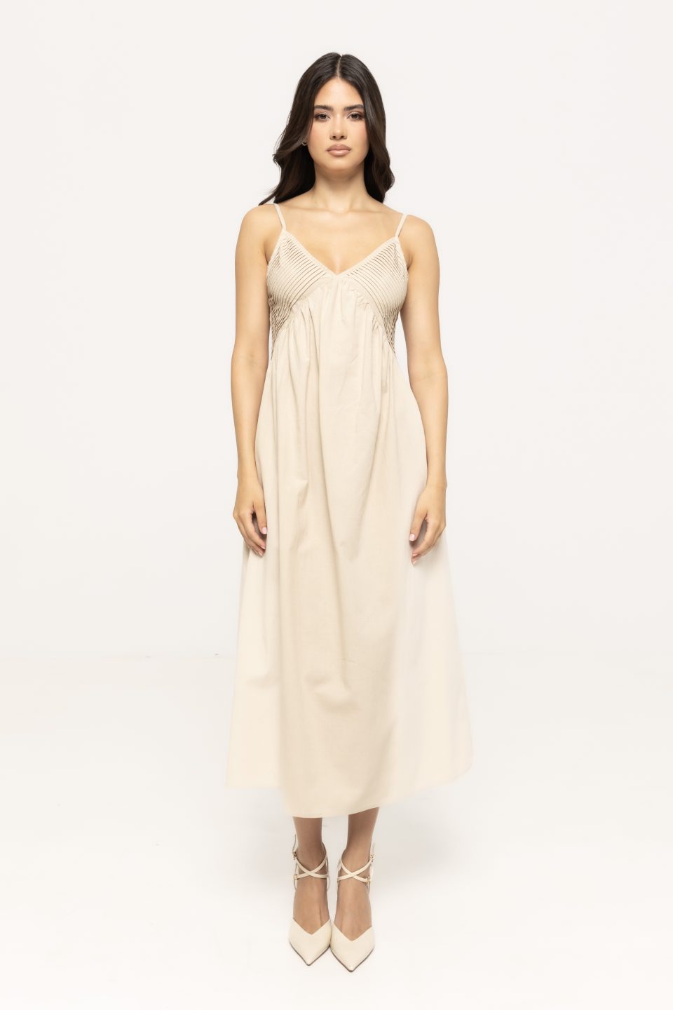 Rochie lejeră midi cu bretele subțiri