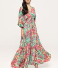 Rochie vaporoasă maxi cu imprimeu