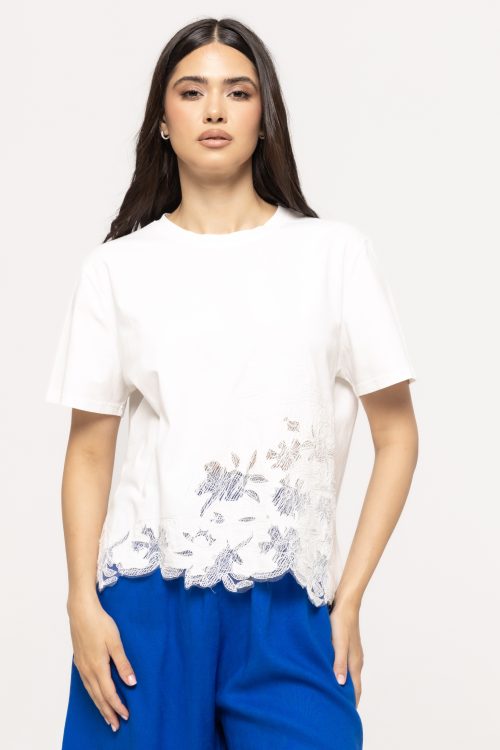Tricou lejer cu broderie florală Kim