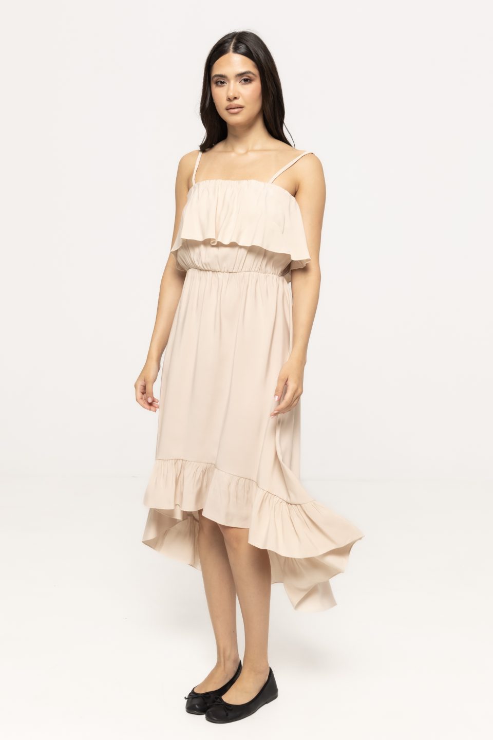 Rochie midi cu volane Sabina