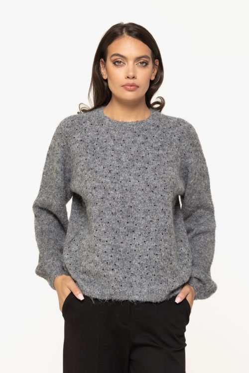 Pulover din tricot cu aplicații Kate