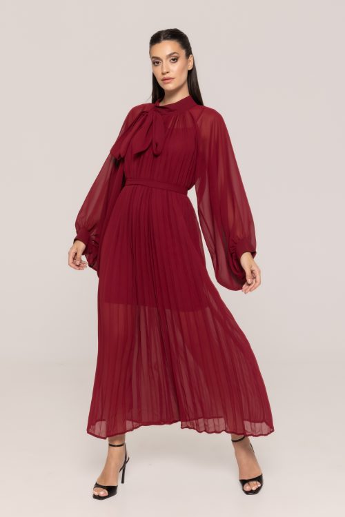 Rochie elegantă plisată cu fundă Rose