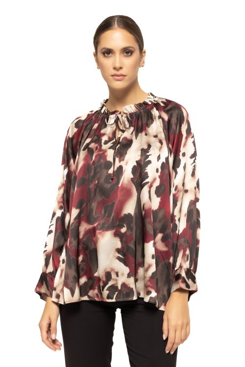 Bluza satinata cu imprimeu Carmen