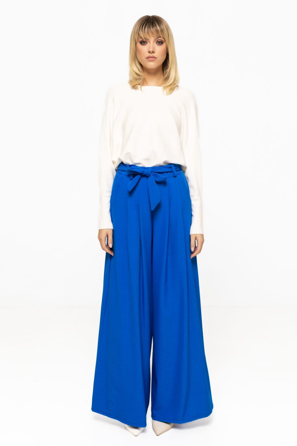 Pantaloni evazati cu cordon in talie Jackie