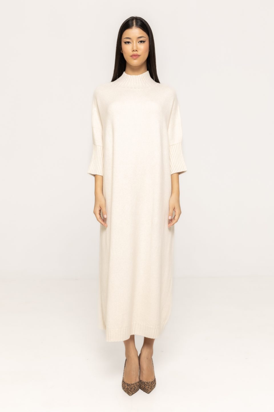 Rochie tricotată cu guler înalt Denisa