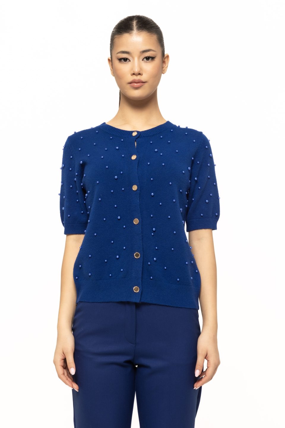 Bluza cu maneca scurta si margele Anca