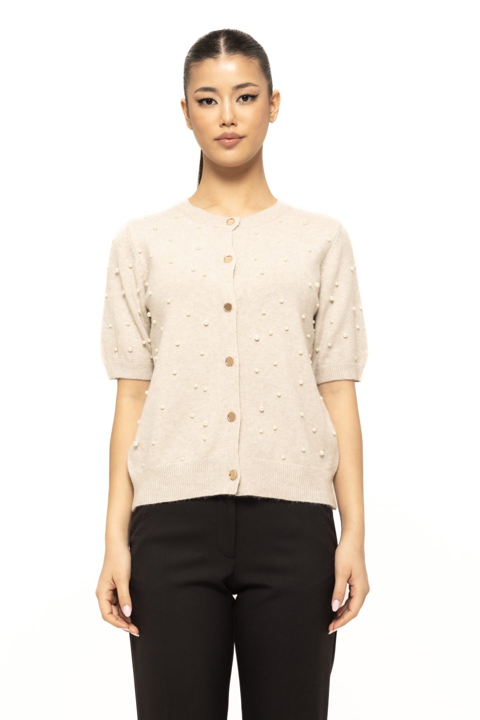 Bluza cu maneca scurta si margele Anca