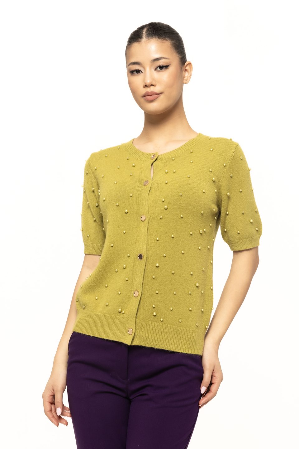 Bluza cu maneca scurta si margele Anca