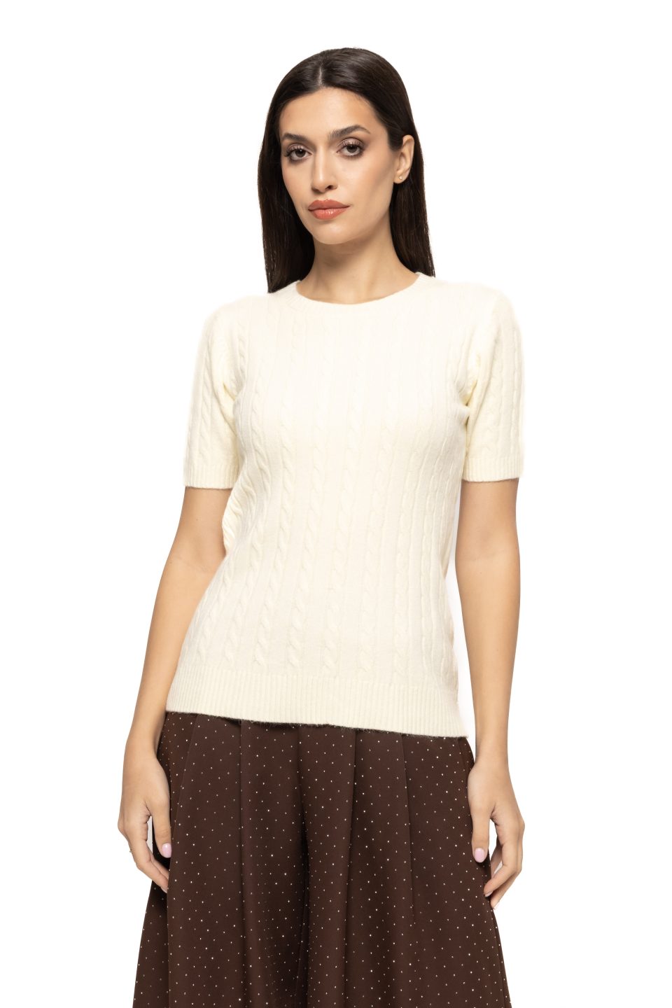 Bluza din tricot cu mânecă scurtă Tess