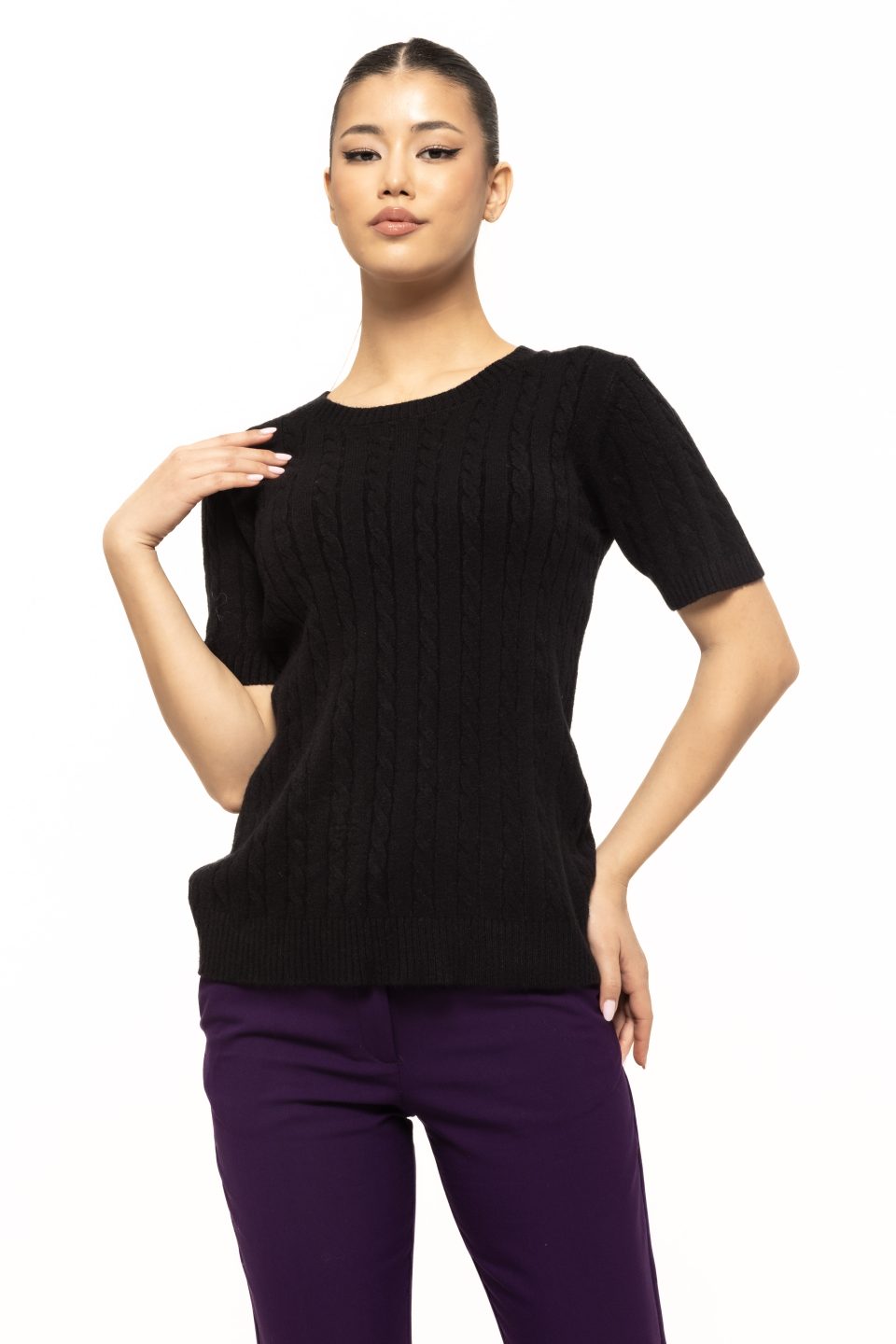 Bluza din tricot cu mânecă scurtă Tess