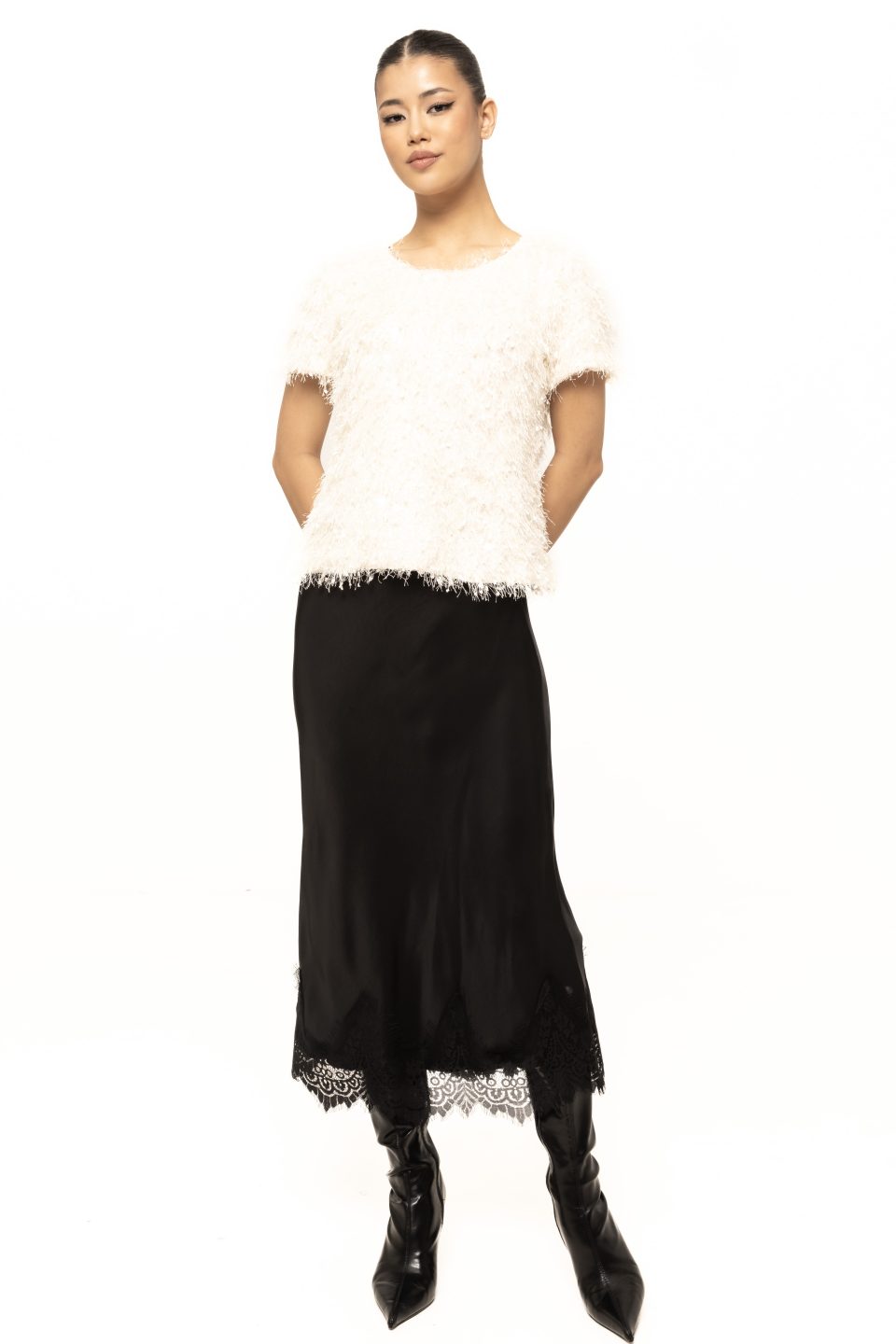 Fusta eleganta din satin Agatha