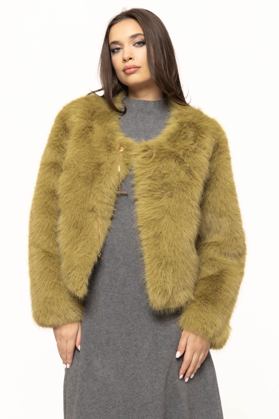 Jacheta scurta din blana artificiala Bianca