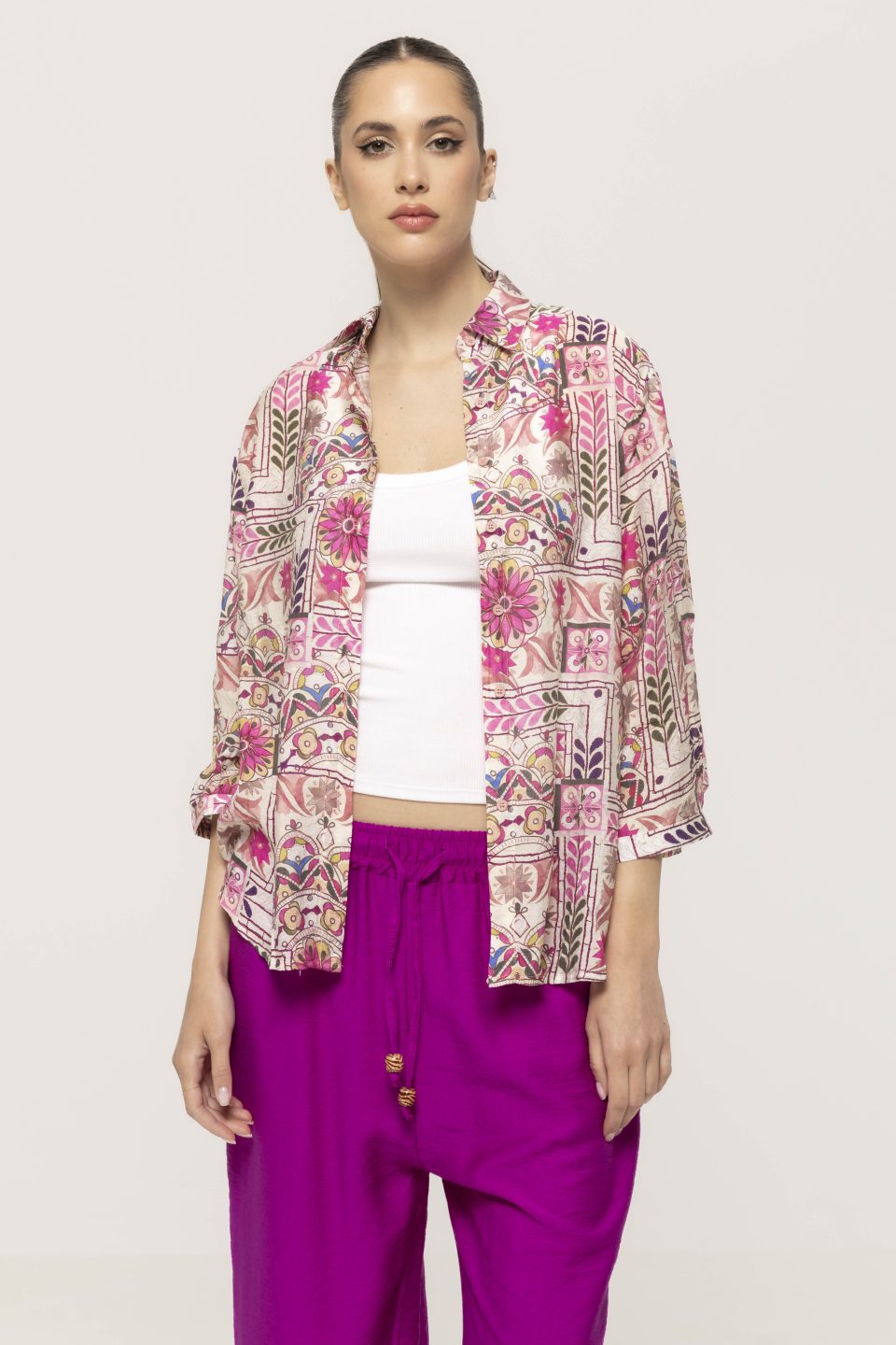 Cămașă cu imprimeu geometric floral Antonia