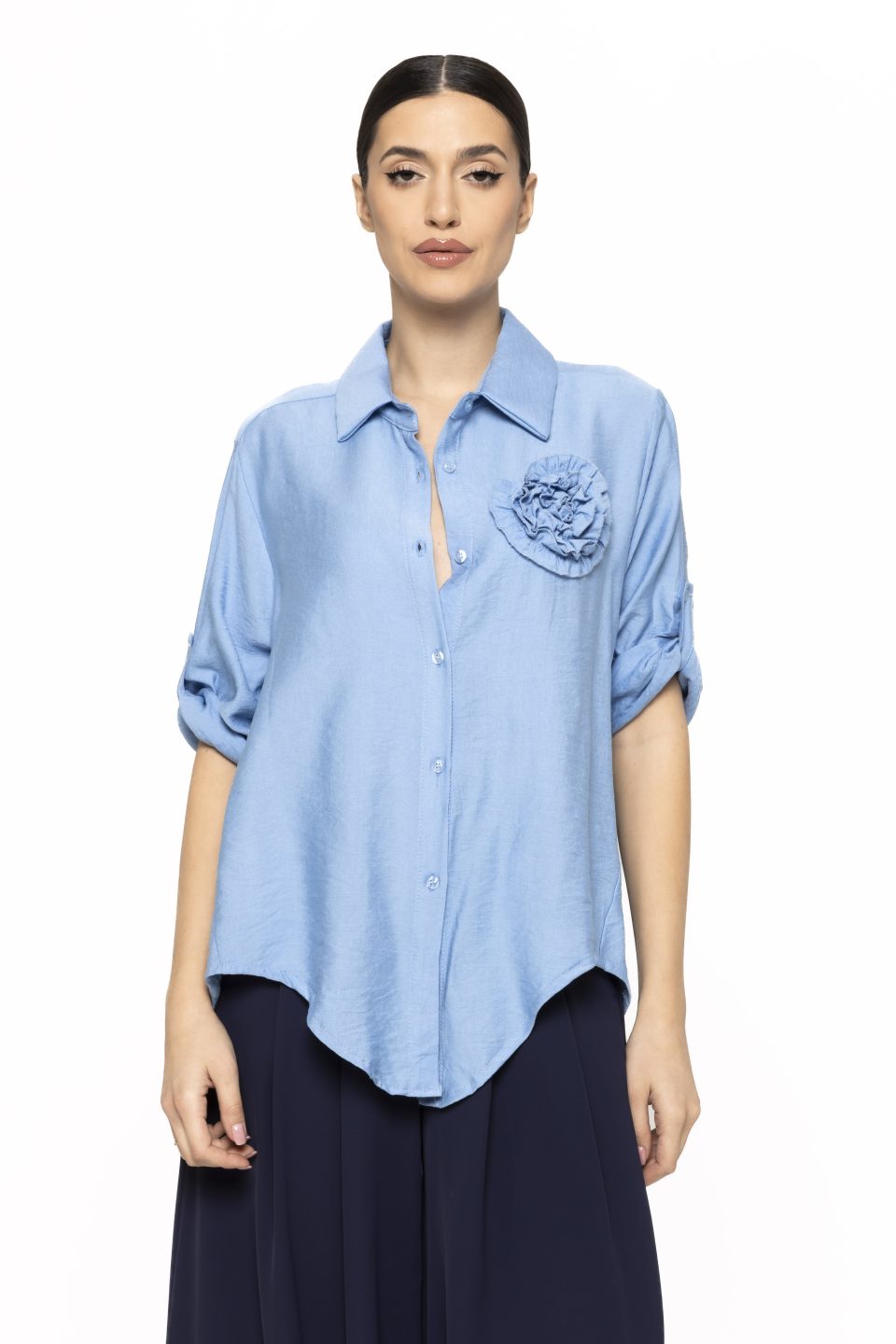 Camasa cu model floare in piept Teo