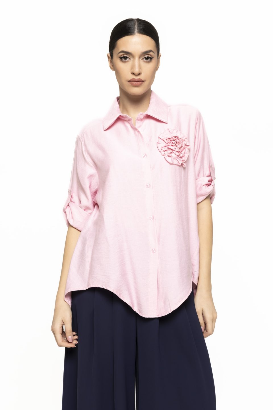 Camasa cu model floare in piept Teo