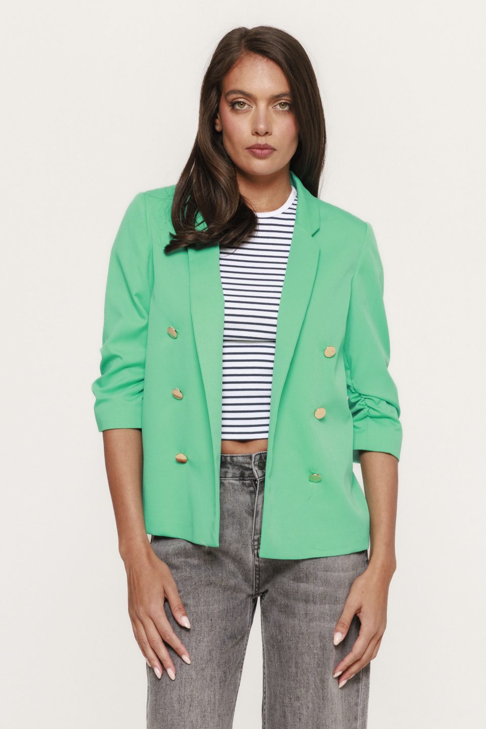 Sacou cu maneca trei sferturi si nasturi aurii Estera