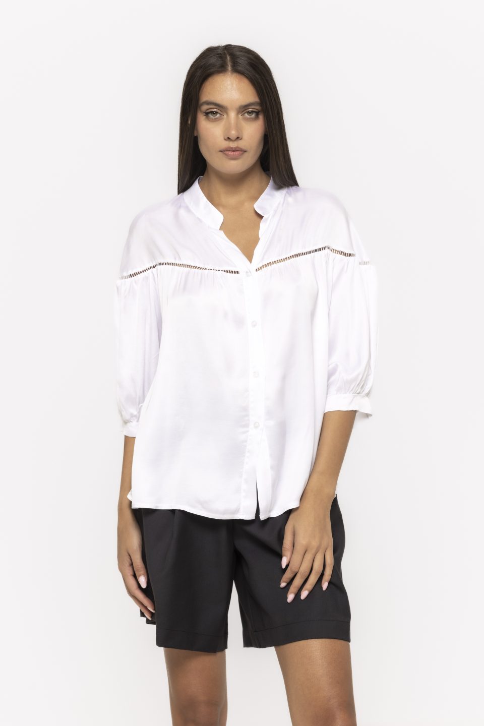 Cămașă satinată cu mânecă trei sferturi Kara