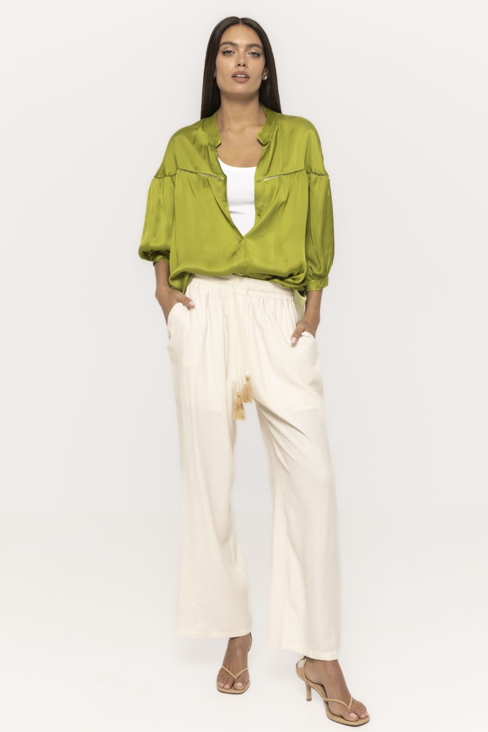 Pantalon casual cu siret Vica