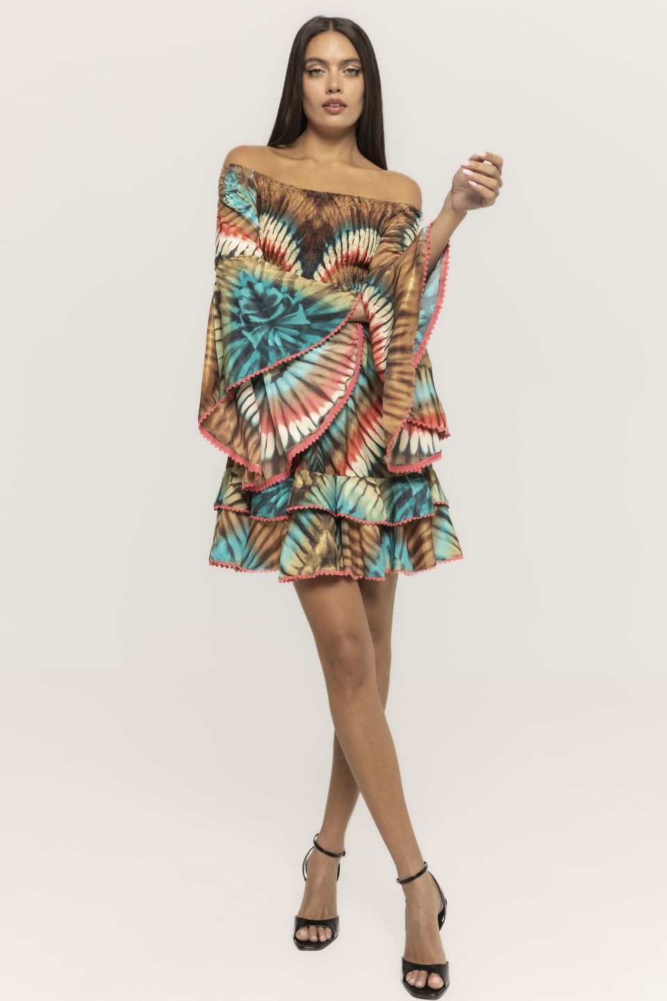 Rochie scurta cu imprimeu si volane Andona