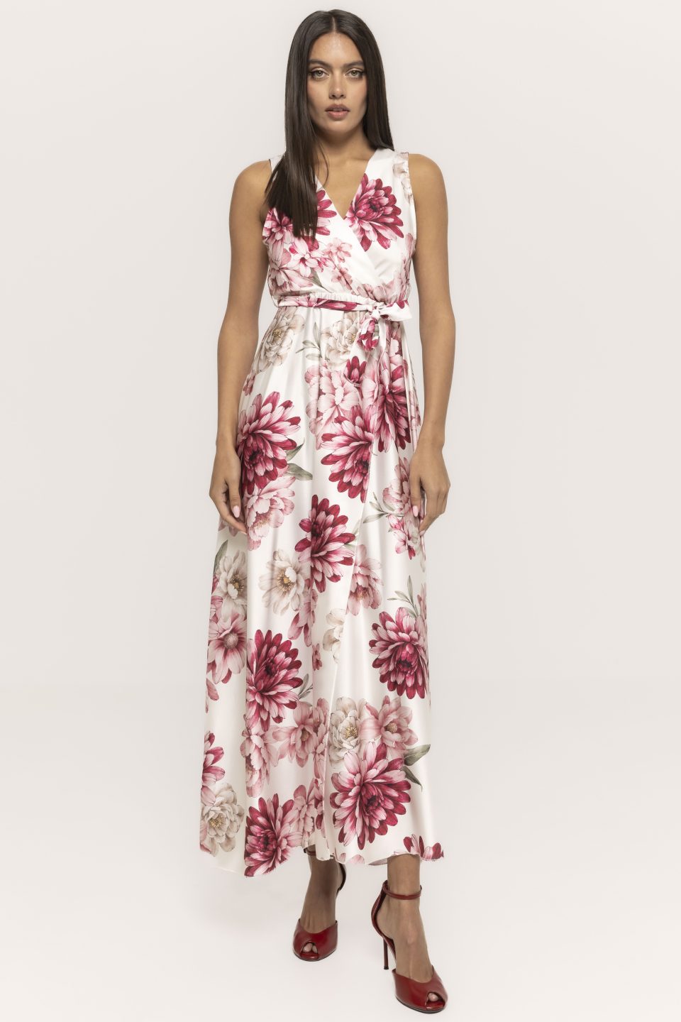 Rochie satinata cu cordon in talie Cosmina