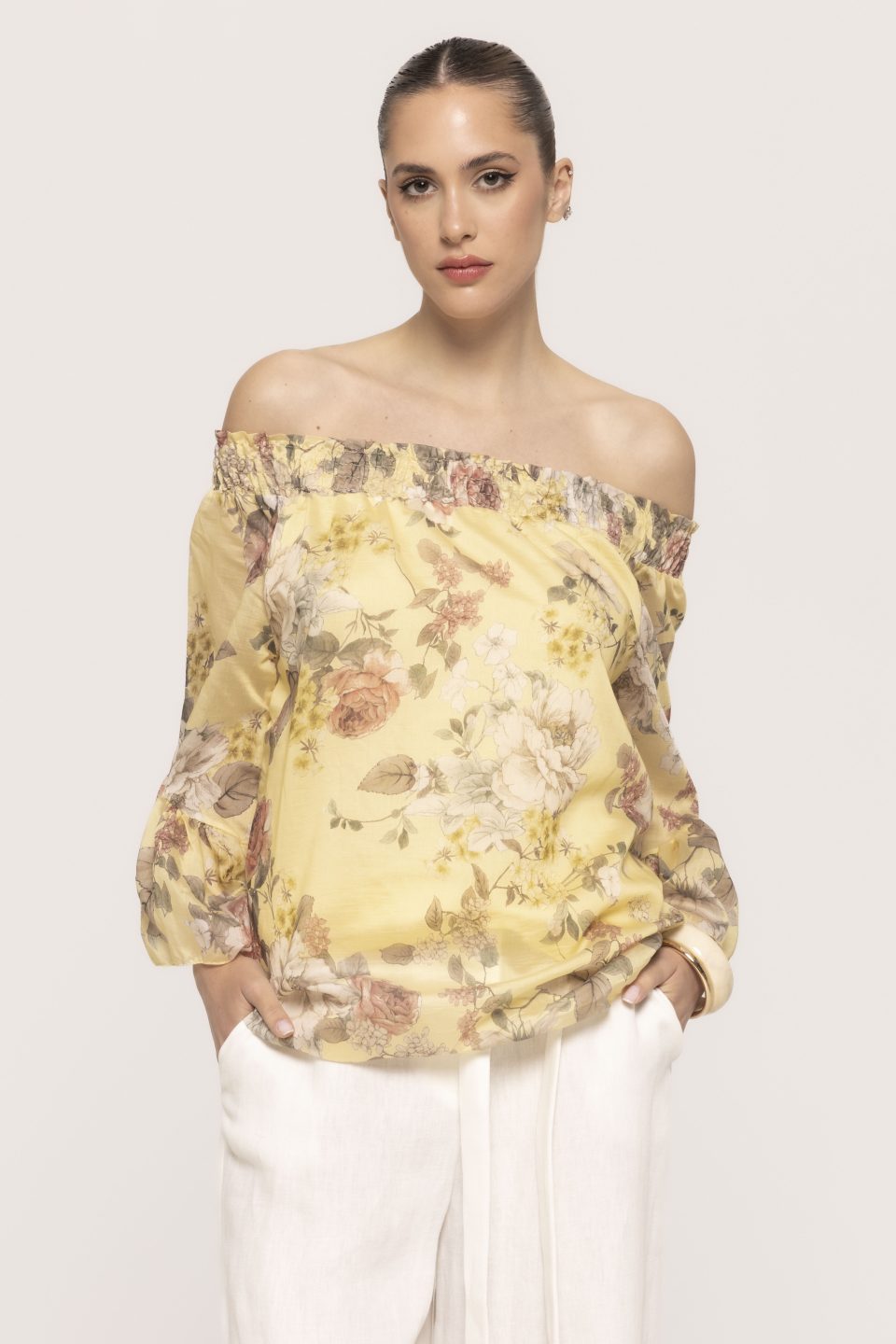 Bluza imprimata cu volanase la maneca Aurelia