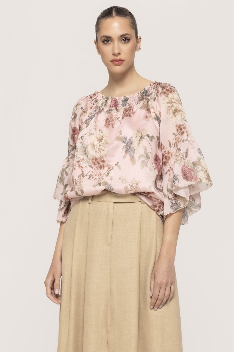 Bluza imprimata cu volanase la maneca Aurelia