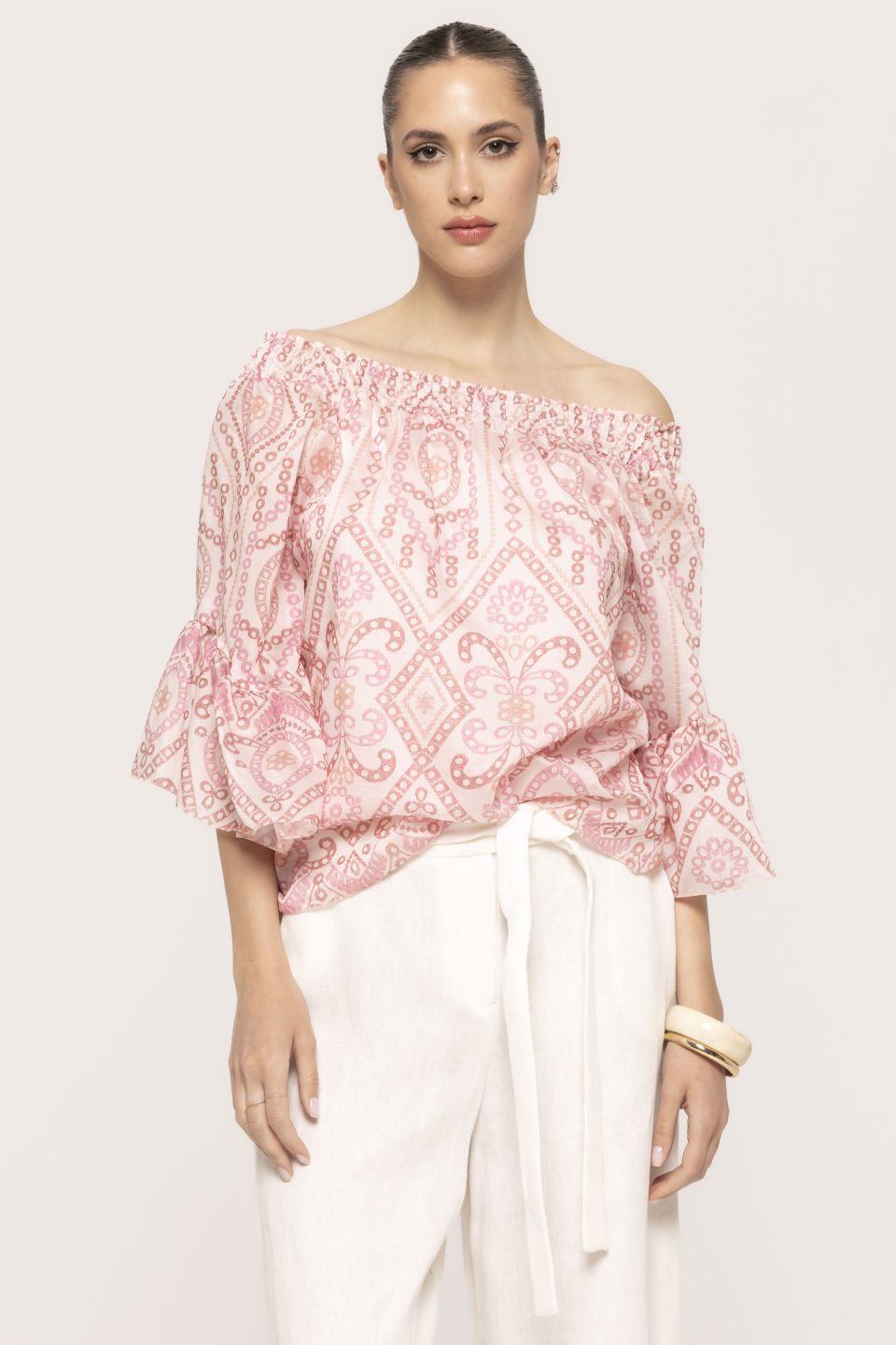 Bluza imprimata cu volanase la maneca Aurelia
