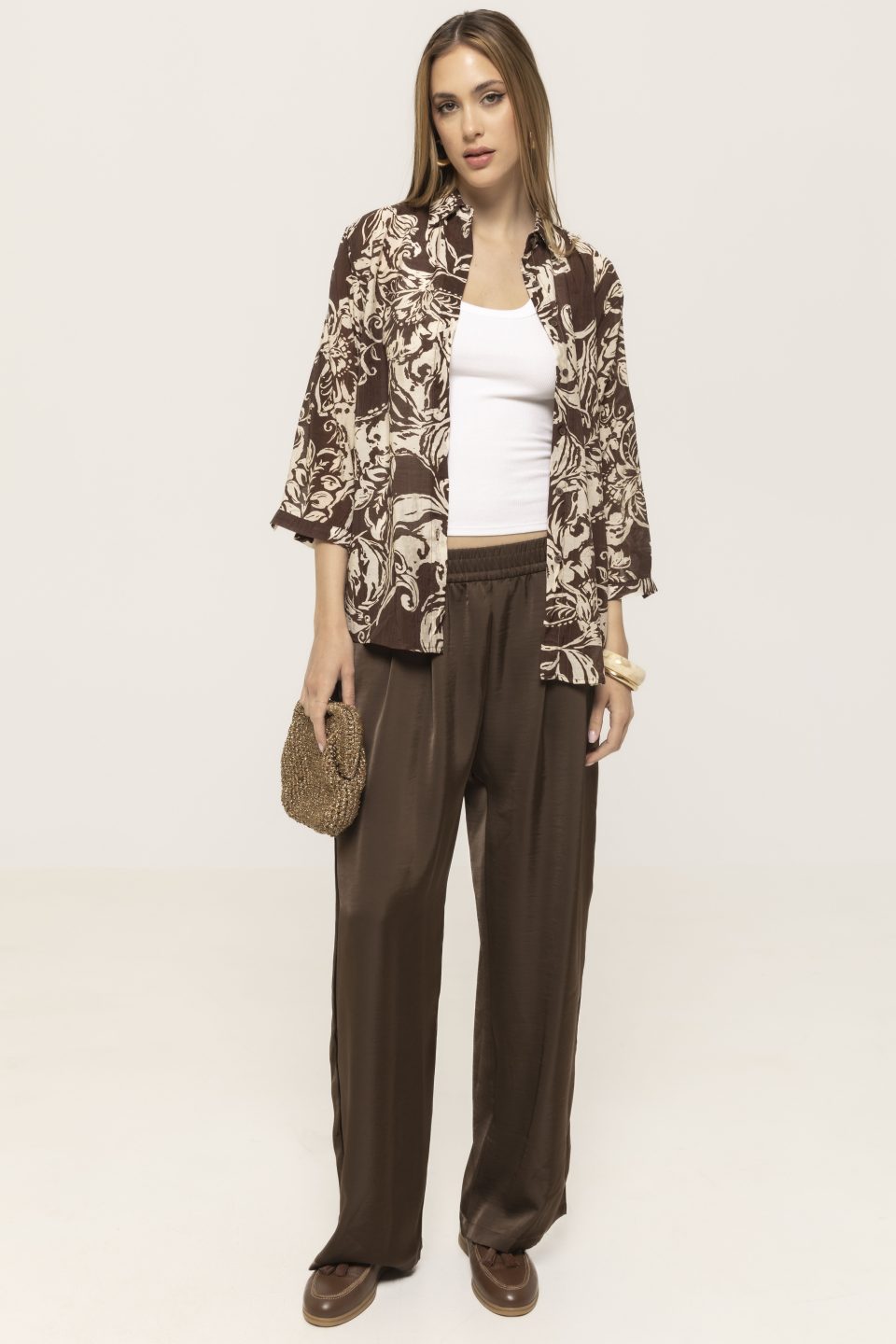 Pantalon casual satinat Sonia