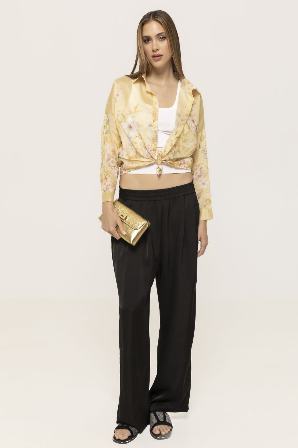 Pantalon casual satinat Sonia