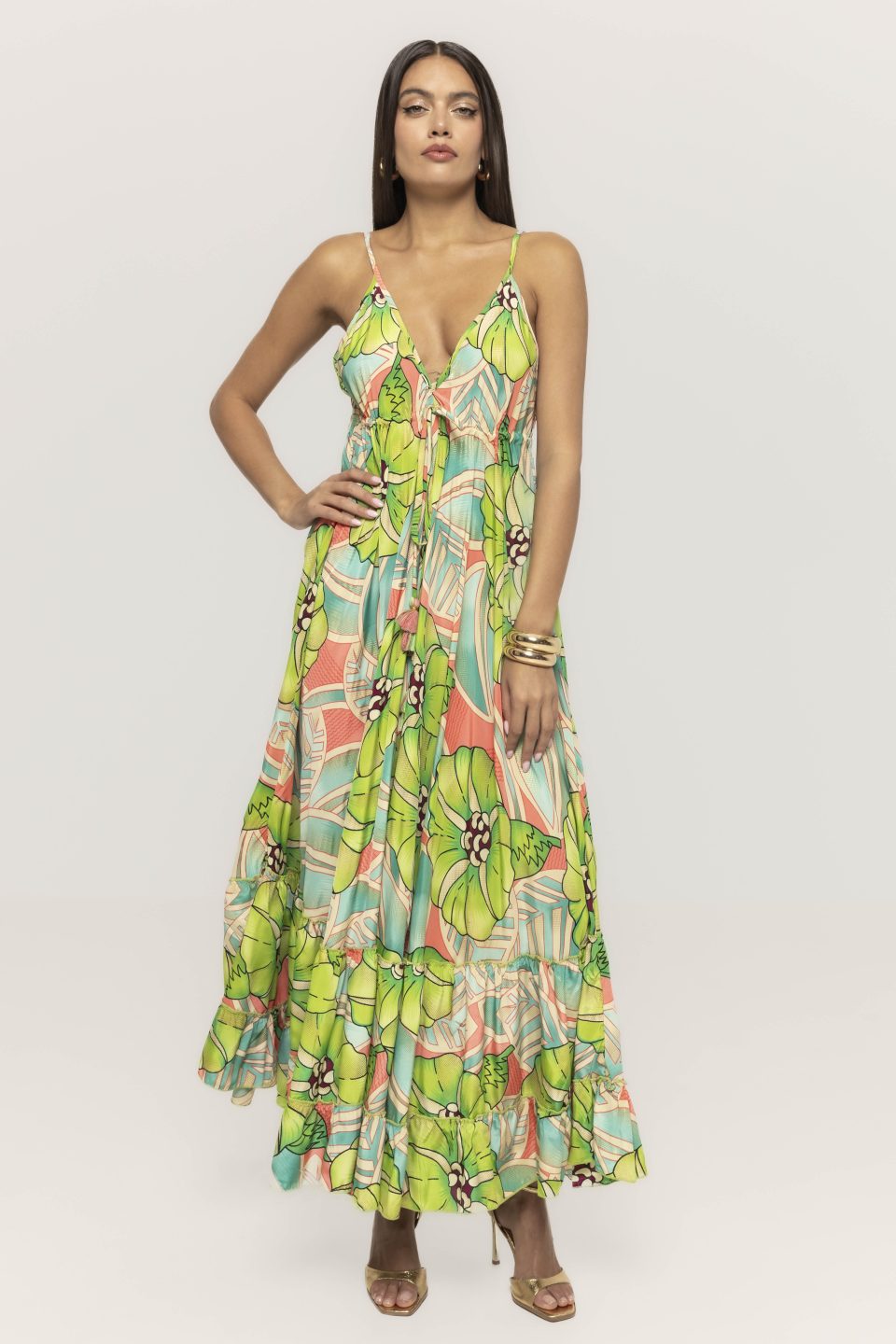 Rochie imprimata cu bretele Atena