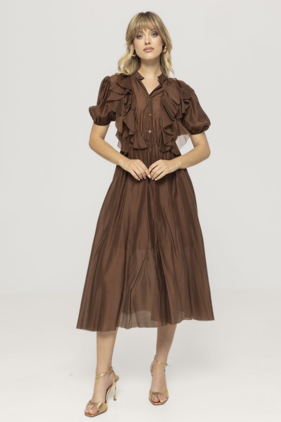 Rochie cu maneca scurta si volane Flavia