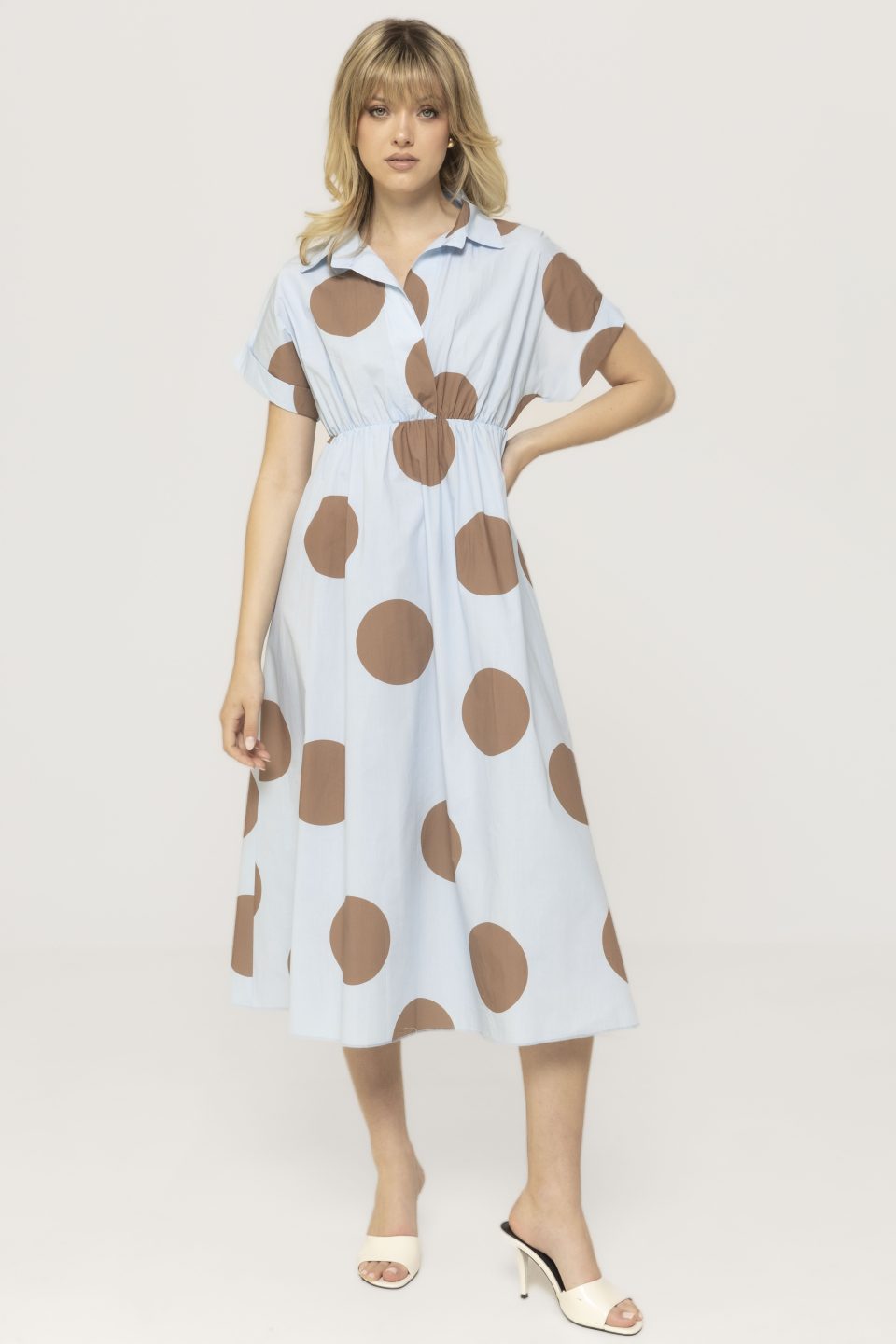 Rochie tip camasa cu buline Lena