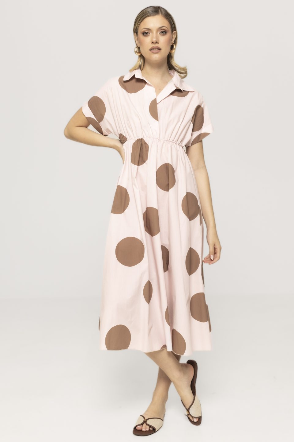 Rochie tip camasa cu buline Lena