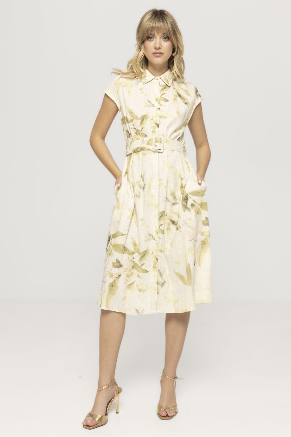 Rochie cu imprimeu si curea in talie Moon